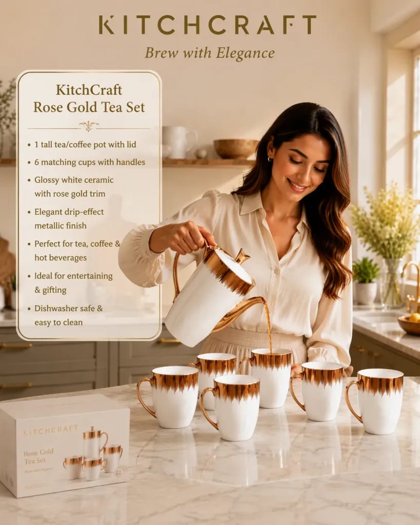 KitchCraft Rose Gold Tea & Coffee Set – Brew with Elegance