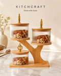 KitchCraft 3-Piece Storage Jar Set with Tiered Wooden Stand