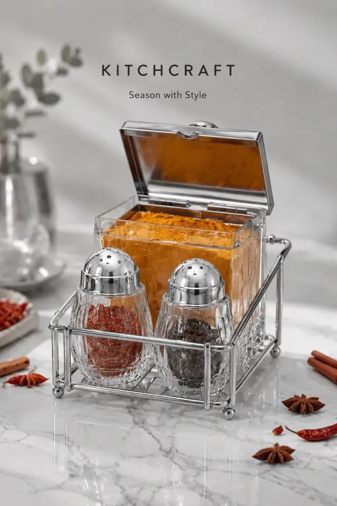 Kitchcraft Luxury Spice Jar & Shaker Caddy Set