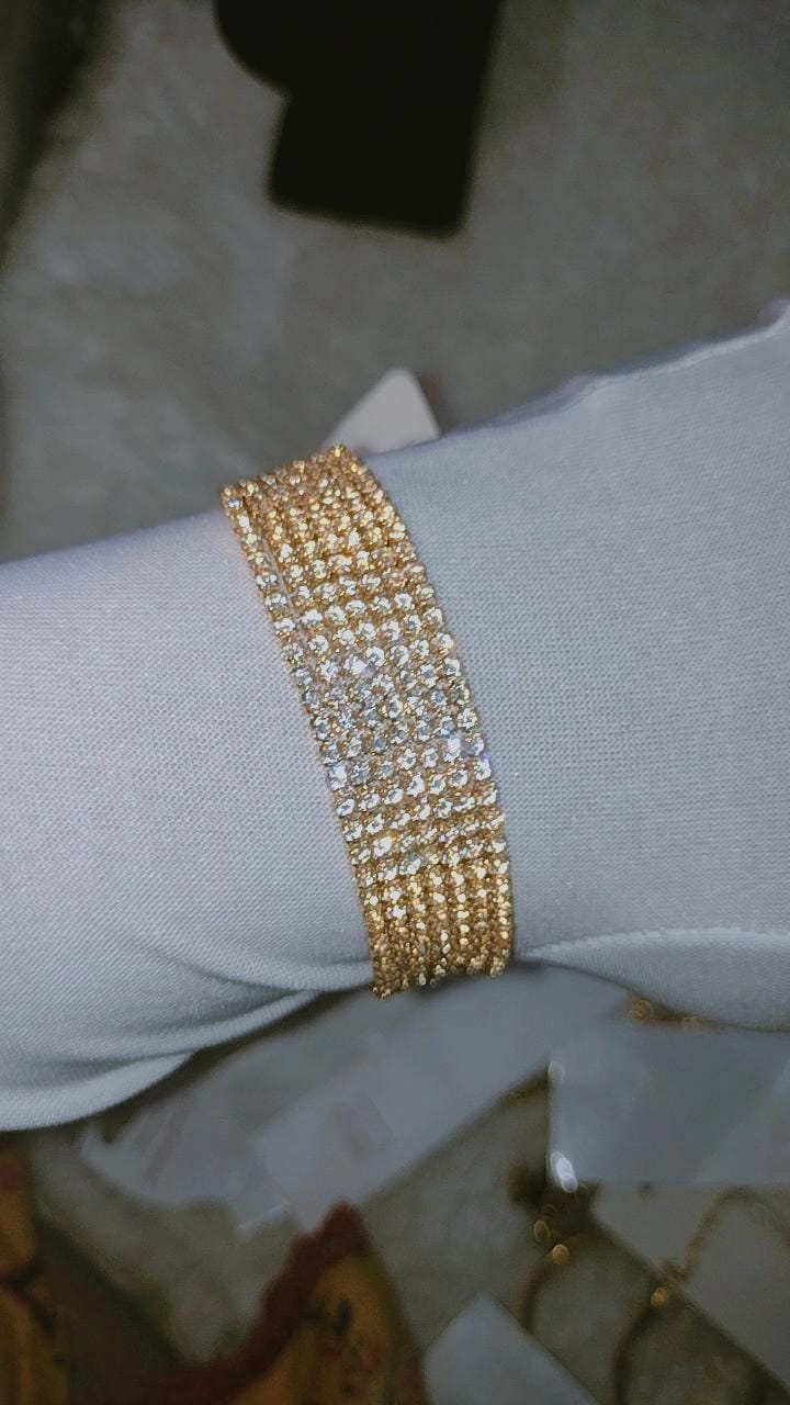 Multi-Row Rhinestone Tennis Bracelet / Bangle