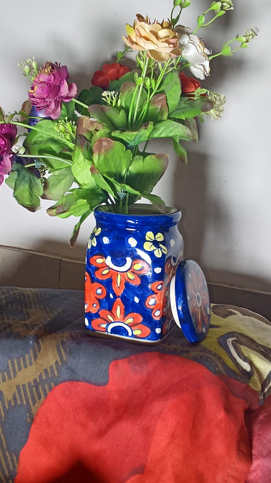 Handcrafted Multan Blue Pottery Storage Jar / Mini Vase