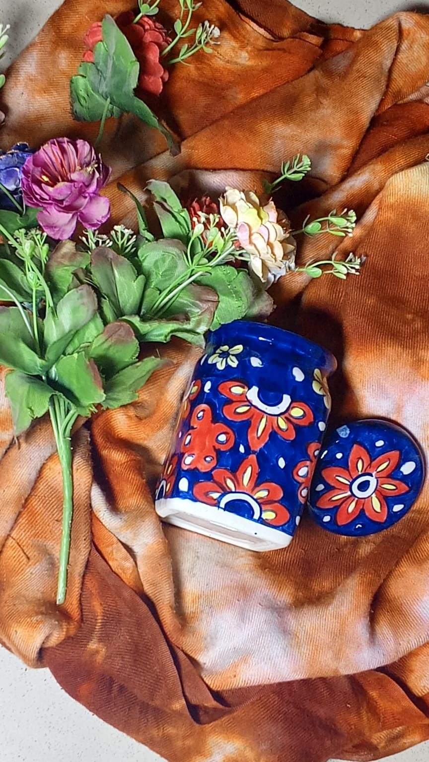 Handcrafted Multan Blue Pottery Storage Jar / Mini Vase