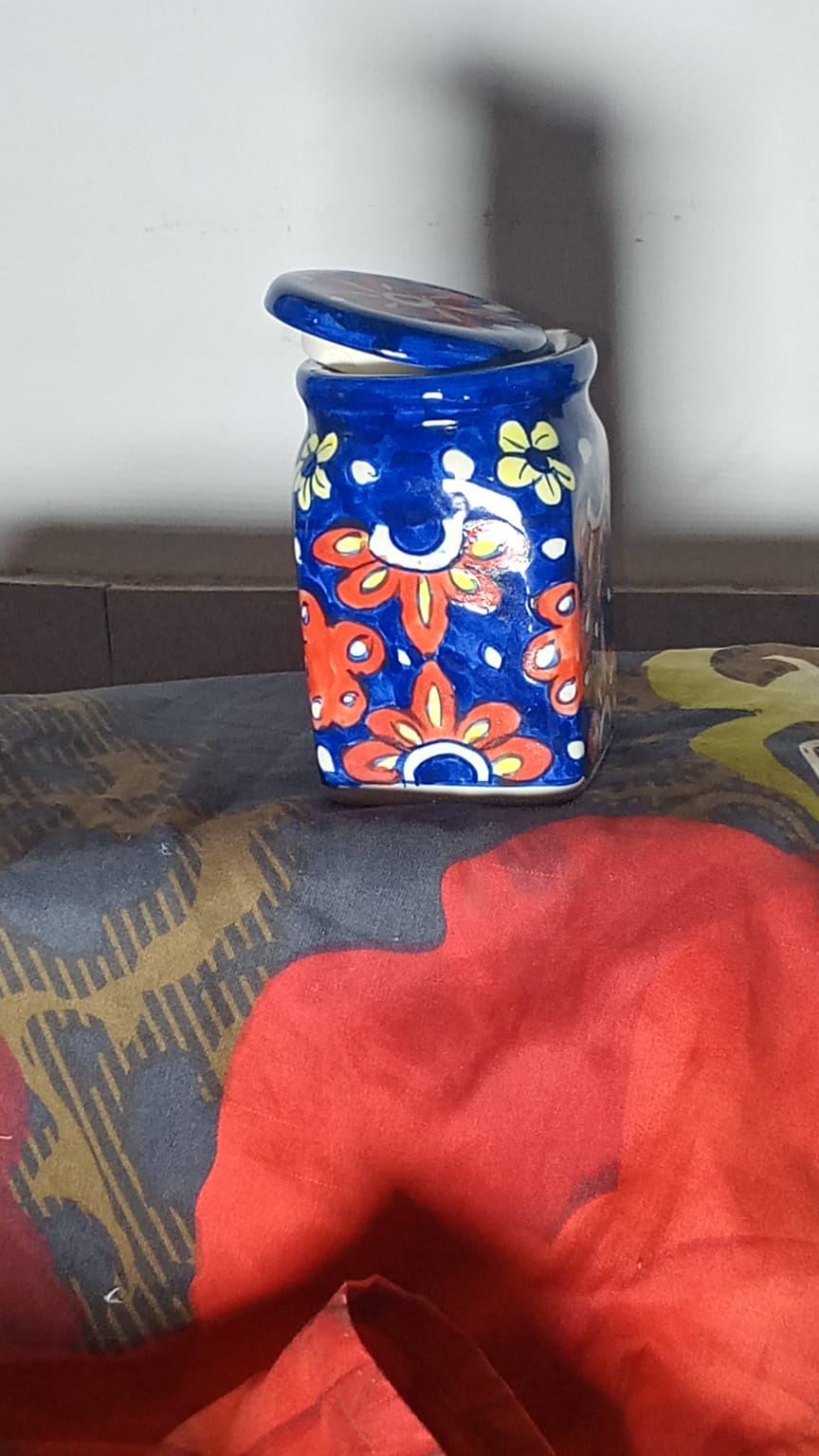 Handcrafted Multan Blue Pottery Storage Jar / Mini Vase
