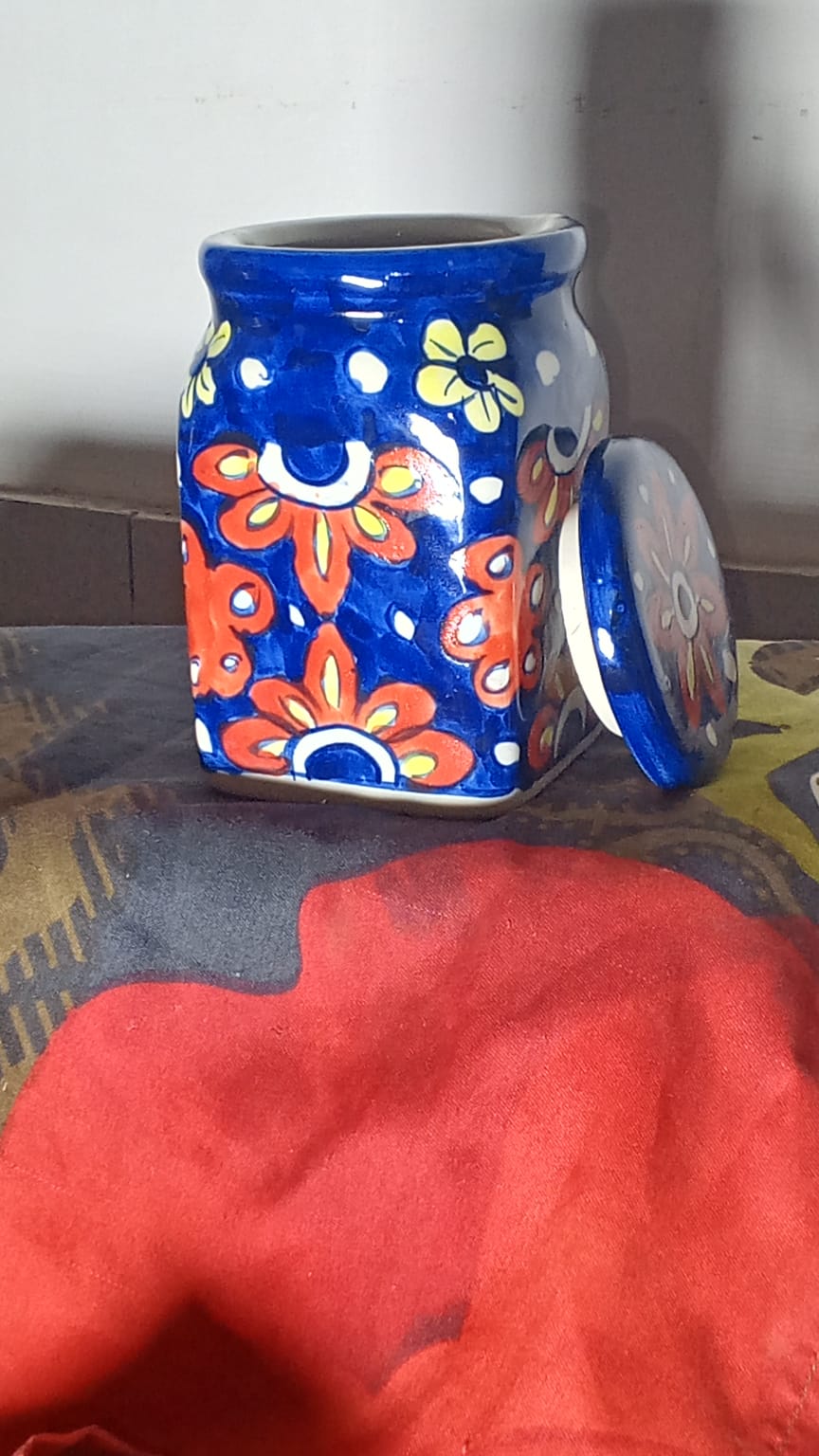 Handcrafted Multan Blue Pottery Storage Jar / Mini Vase