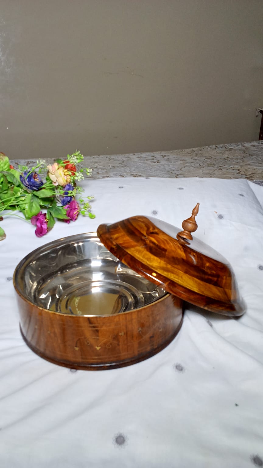handcrafted wooden Roti Casserole / Hot Pot