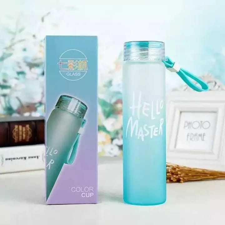 Hello-Master Borosilicate Water Bottle Transparent Water Bottle for Home, Office, Gym, Picnic and Travelling – Stylish Glass Bottle Multicolor