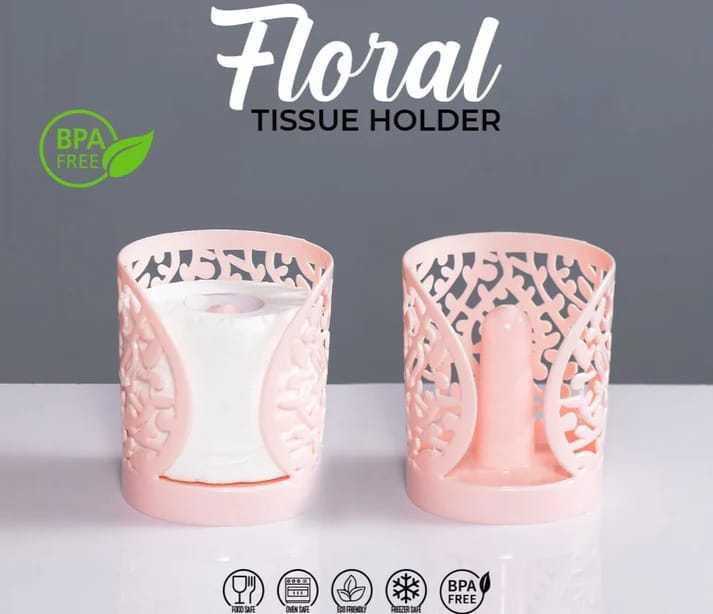 Floral Round Tissue Holder – Stylish Decorative Organizer for Home & Office