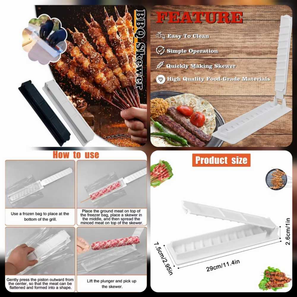 Reusable Manual Kabab Press Mould – Heavy-Duty Seekh Kebab Maker