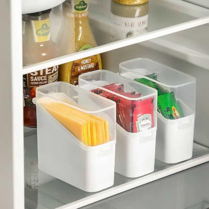 Stackable Fridge Organizer Bin with Lid – Clear Food Storage for Snacks & Cheese