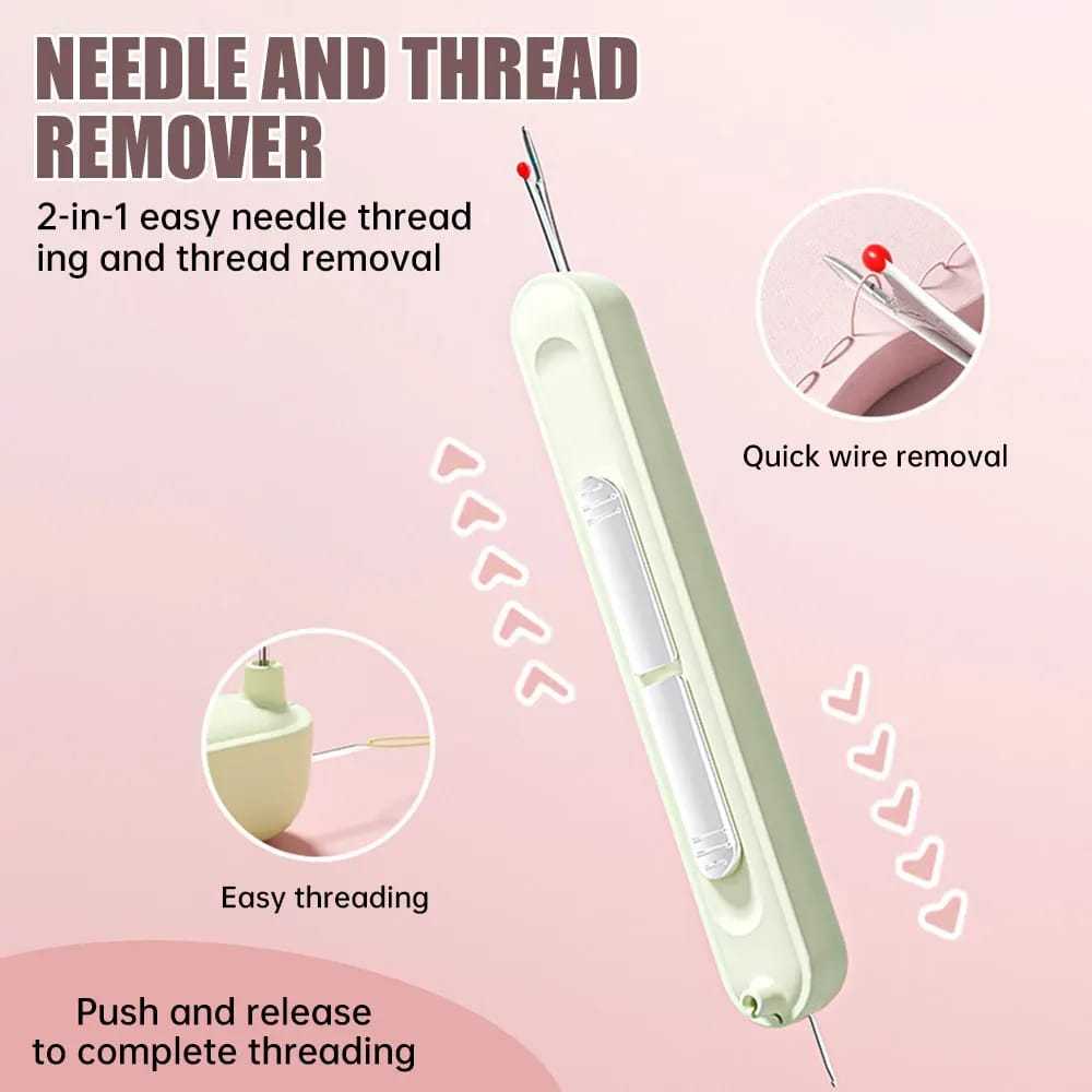 2-in-1 Needle Threader & Seam Ripper – Dual Head Sewing Tool for Seniors