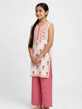 Girls White Floral Co Ord Set (Separate Sleeves Included)