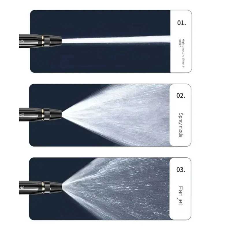 High-Pressure Water Gun Household Car Wash Water Black Car Wash Nozzle Diamond Water Car Wash Gun Watering Pipe metal
