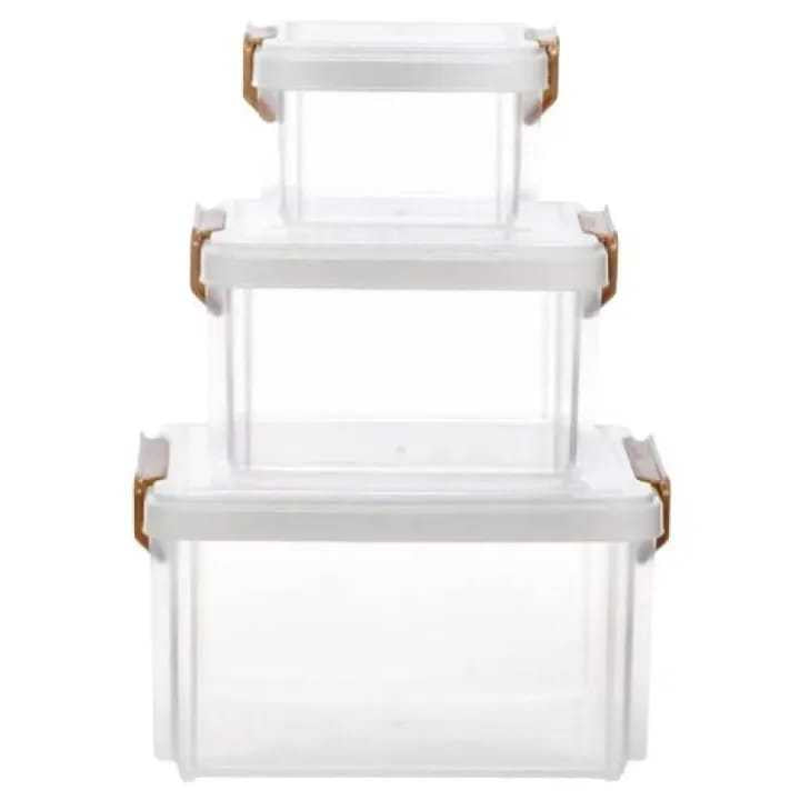 3Pcs Set Multi-Purpose Stackable Storage Box – Transparent Kitchen Organizer
