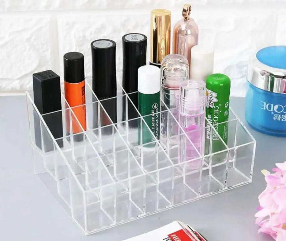 24 Grid Makeup Organizer – Crystal Clear Acrylic Lipstick & Jewelry Holder