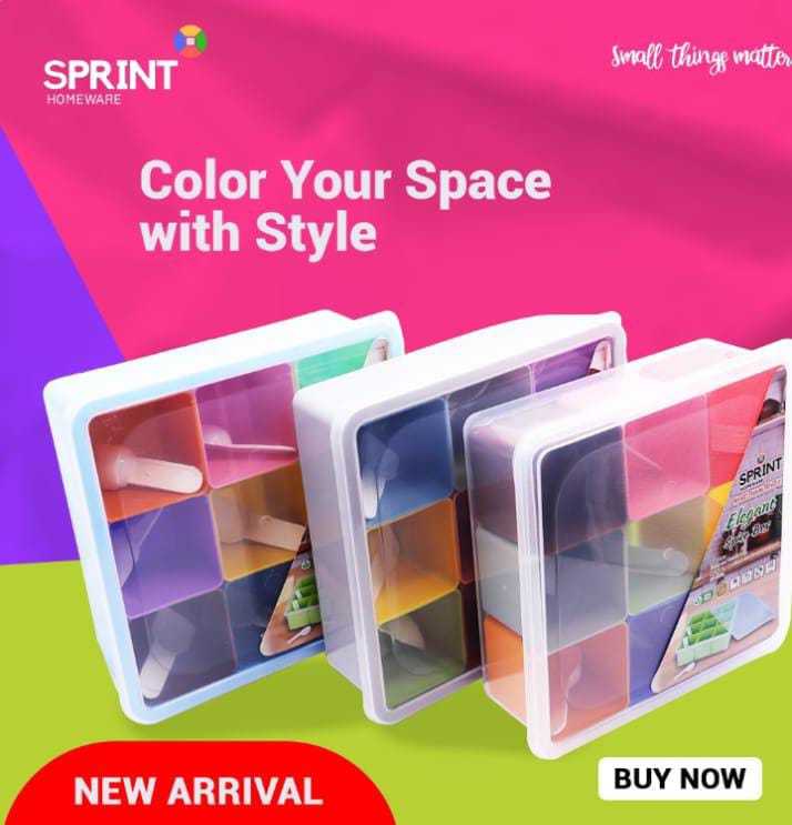 9-in-1 Multi-Colour Masala Box – Large Spice Organizer for Kitchen