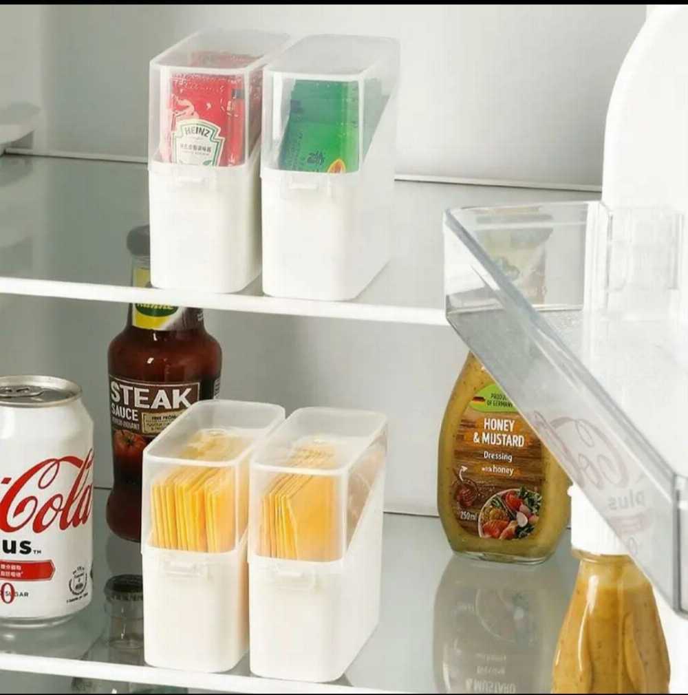 Stackable Fridge Organizer Bin with Lid – Clear Food Storage for Snacks & Cheese