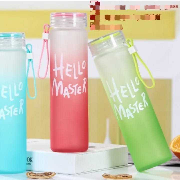 Hello-Master Borosilicate Water Bottle Transparent Water Bottle for Home, Office, Gym, Picnic and Travelling – Stylish Glass Bottle Multicolor